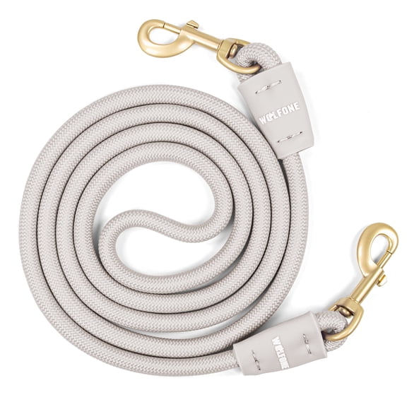 Wolfone 7ft Grey Dog Leash, 360° Anti-Tangle Rotation, Braided Rope for Small Medium Large Dogs, Outdoor Training Hiking Walking