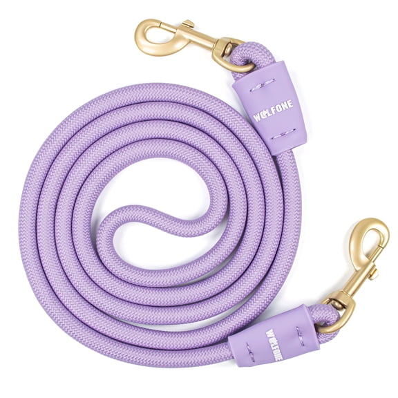 Wolfone 7ft Purple Dog Leash, 360° Anti-Tangle Rotation,  Braided Rope for Small Medium Large Dogs, Outdoor Training Hiking Walking