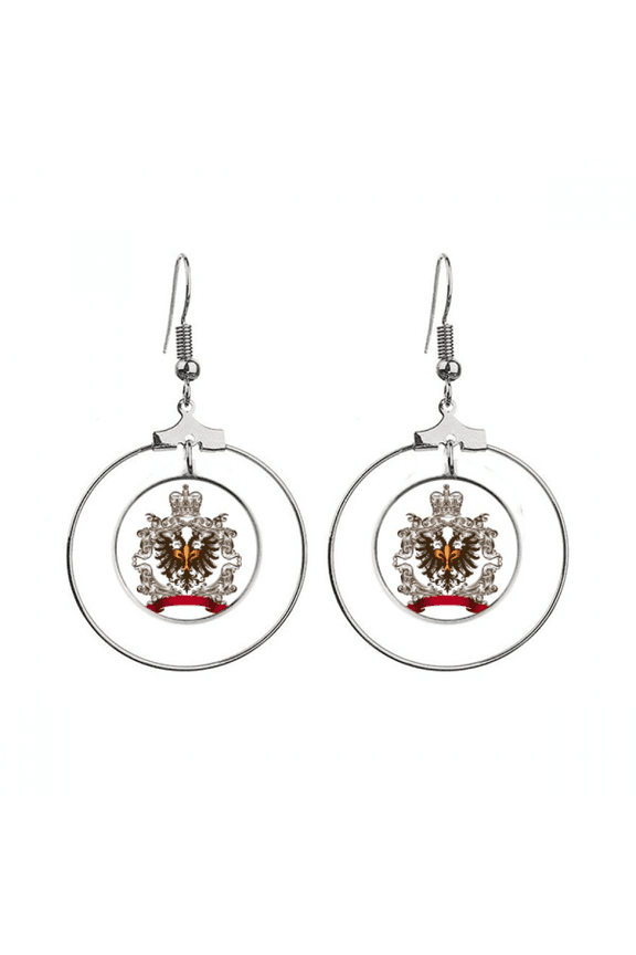 double-headed eagle emblem eu earrings dangle hoop jewelry drop circle