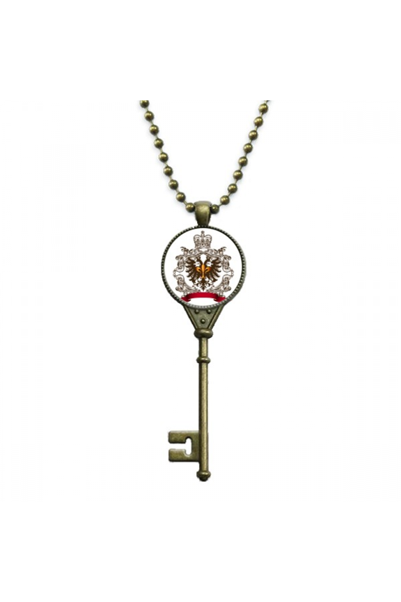 double-headed eagle emblem eu key necklace pendant tray embellished chain