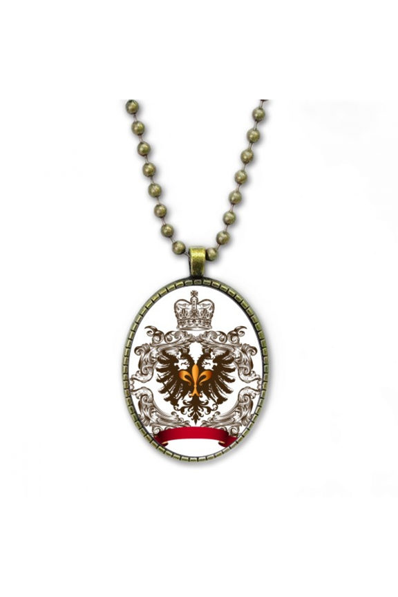 double-headed eagle emblem eu necklace vintage chain bead pendant jewelry collection