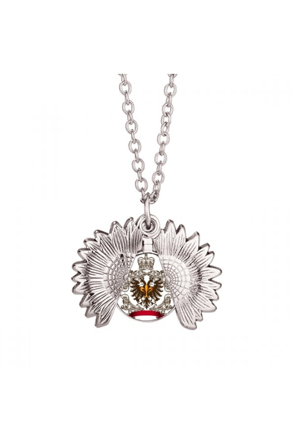 double-headed eagle emblem eu sunflower necklace pendant locket jewelry