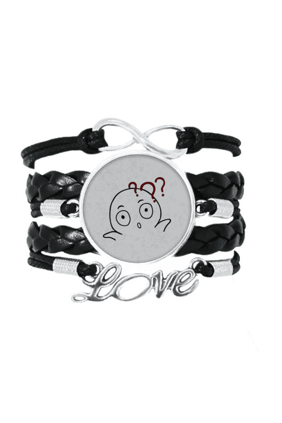 doubt black cute chat fcartoon bracelet love accessory twisted leather knitting wristband