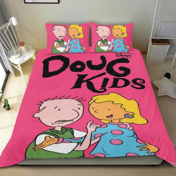 doug funnie Themed Bed Sheet Set Three Piece Set 53x79 In ches Comfortable And Skin Friendly Unique Design Creating A Star Studded Night Home Decor Gifts For Family Friends fans