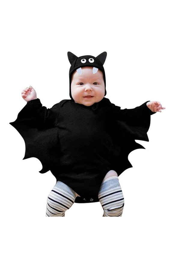 Baby Bat My 1st Outfit Baby Boy Girl Black Bat Long Sleeve Romper Bodysuit With Hats,12-18 Months