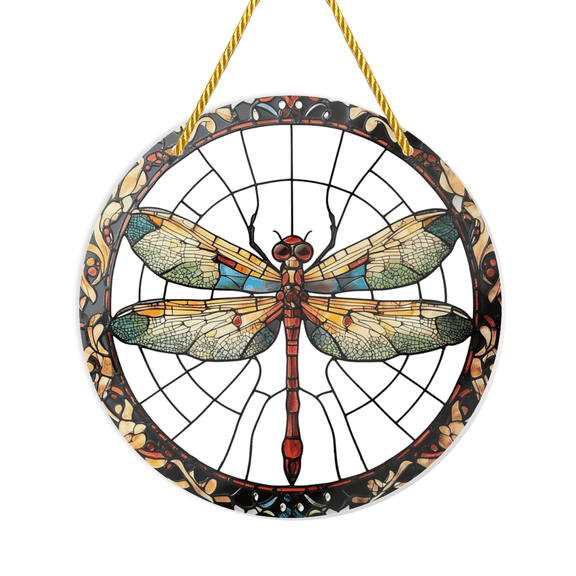 dragonfly wings patterns Water ripple Acrylic suncatcher design, 8x8in. IndoorOutdoor Decoration for St Paddy's Gift.