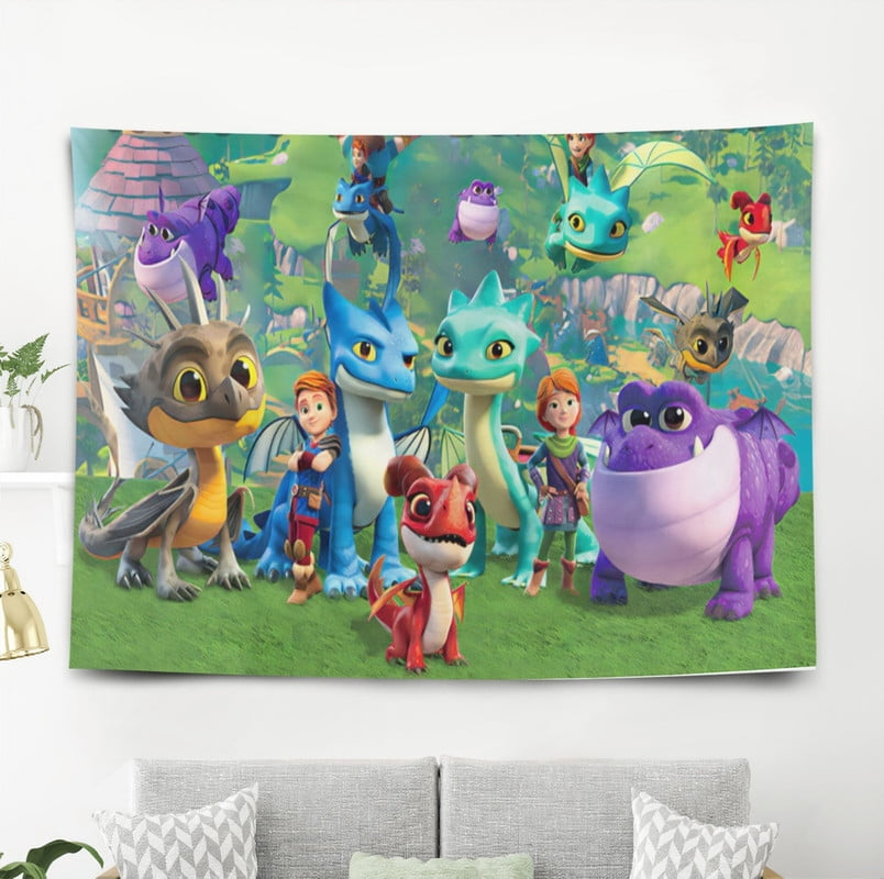 Two The Rescue Backdrop dragons rescue riders Tapestry Backdrop Background Poster Gift for ...