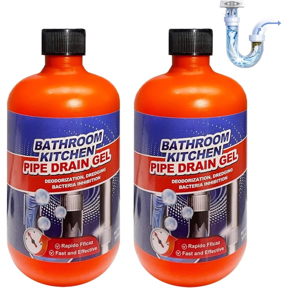 drain clog remover,Dissolver, Drain Opener-Cleaner,Toilet Clog Remover-Professional Strength Liquid Pipe Build Up Remover 500mL per bottle (2 pcs)