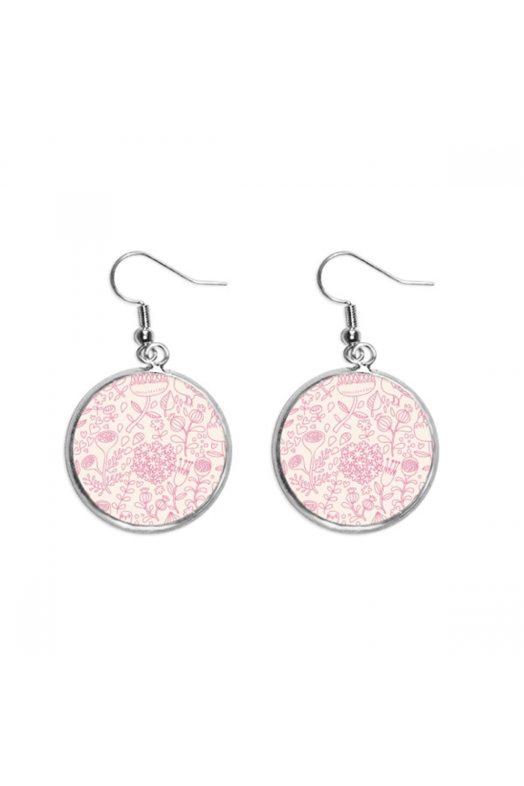 drawing powder flower paint ear dangle silver drop ear jewelry woman