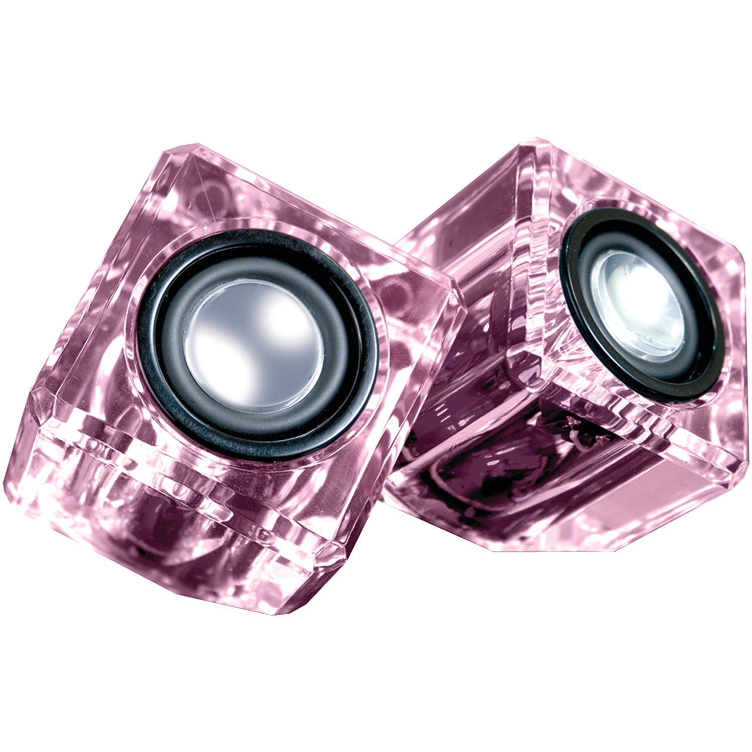 dreamGEAR DGUN-6828 Ice Crystal Clear Compact Speakers (Pink