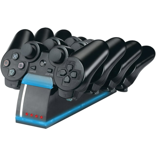 dreamGEAR Quad Dock - Charging stand + AC power adapter - 4 output connectors - black - for Sony DualShock 3; SIXAXIS