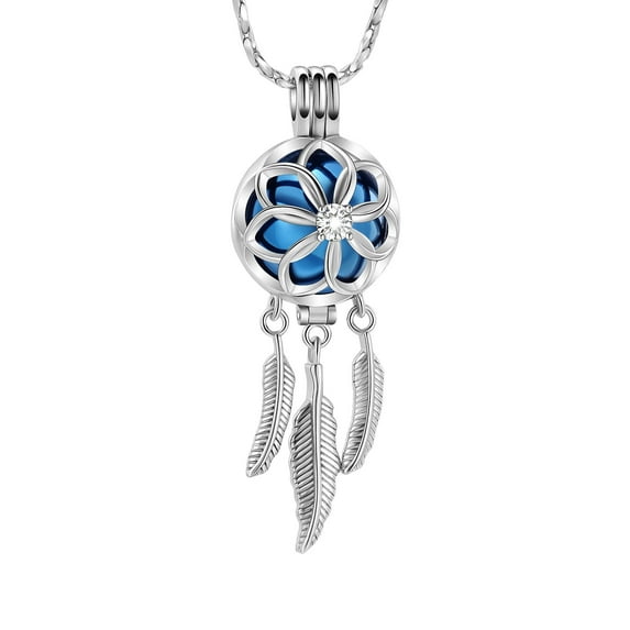 dreamcatcher urn necklace urns for cremation ashes cremation jewelry for ashes mini urns small urns-Color SteelBlue
