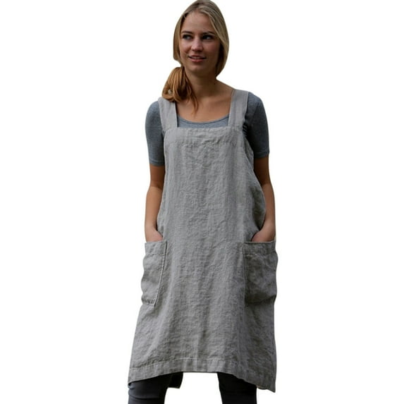 dresses for women Women Cotton Linen Pinafore Square Cross Apron Garden Work Pinafore Dress