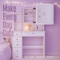 thumbnail image 1 of A dressing table with a sliding LED lighting mirror, accompanied by a bench, a dressing table with 5 drawers and 3 shelves, a modern-style wooden makeup table - the best Christmas gift for your wife, 1 of 10