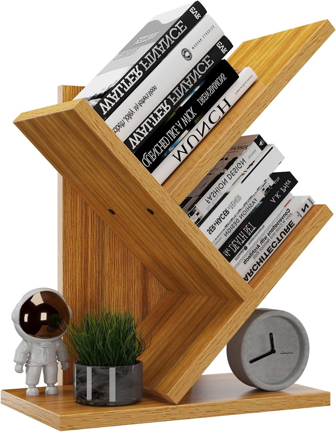 drgtyhu 2 Tier Tree Bookshelf Small Bookcase Modern Wood Book Storage ...