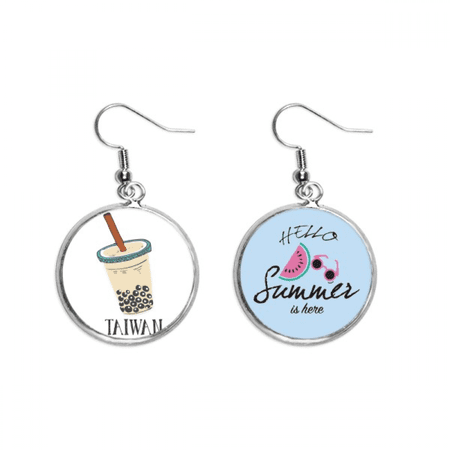 drink pearl lk tea food taiwan earring drop summer watermelon earring wear