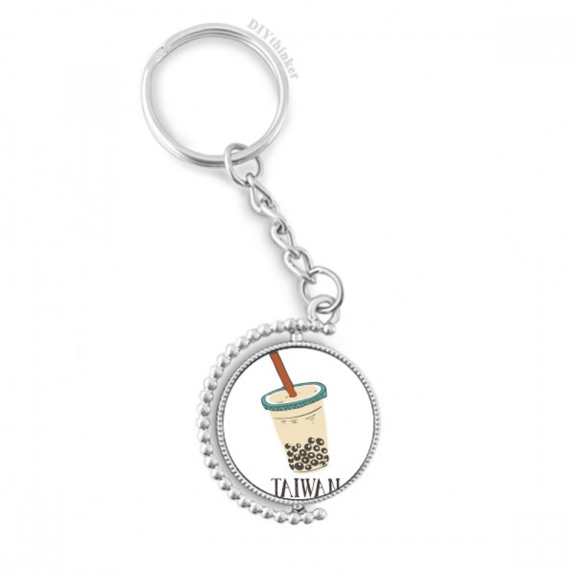 drink pearl lk tea food taiwan rotatable keyholder disc accessories chain clip