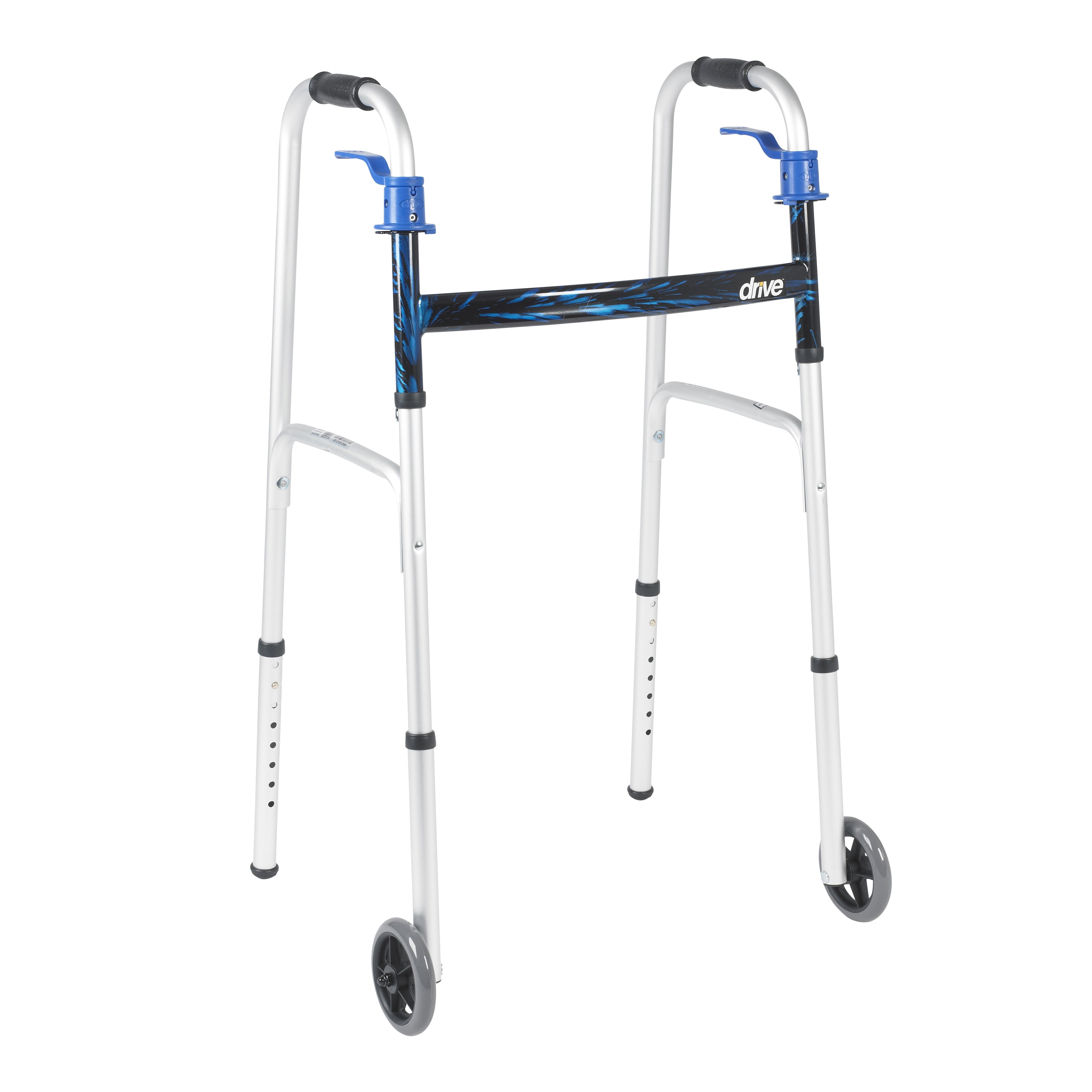 quot Drive Heavy Duty Aluminum Folding Walker Flame Blue Adjustable quot Drive Heavy Duty Aluminum Folding Walker Flame Blue Adjustable