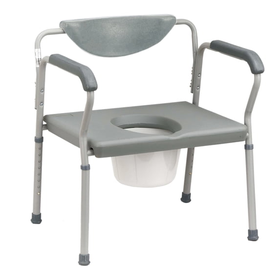 drive Bariatric Commode Chair Fixed Arm Steel Padded Back Up to 650 lbs 1 Each