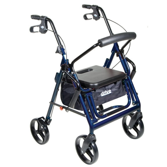 drive Duet 4 Wheel Rollator / Transport Chair 300 lbs Aluminum 31.5 to 37 inch Handle Height