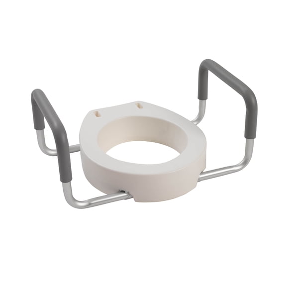 Drive Medical Premium Plastic Raised Toilet Seat with Arms, White, 3.5" Height, for Standard Non-Elongated Toilets, weight up to 300 lbs