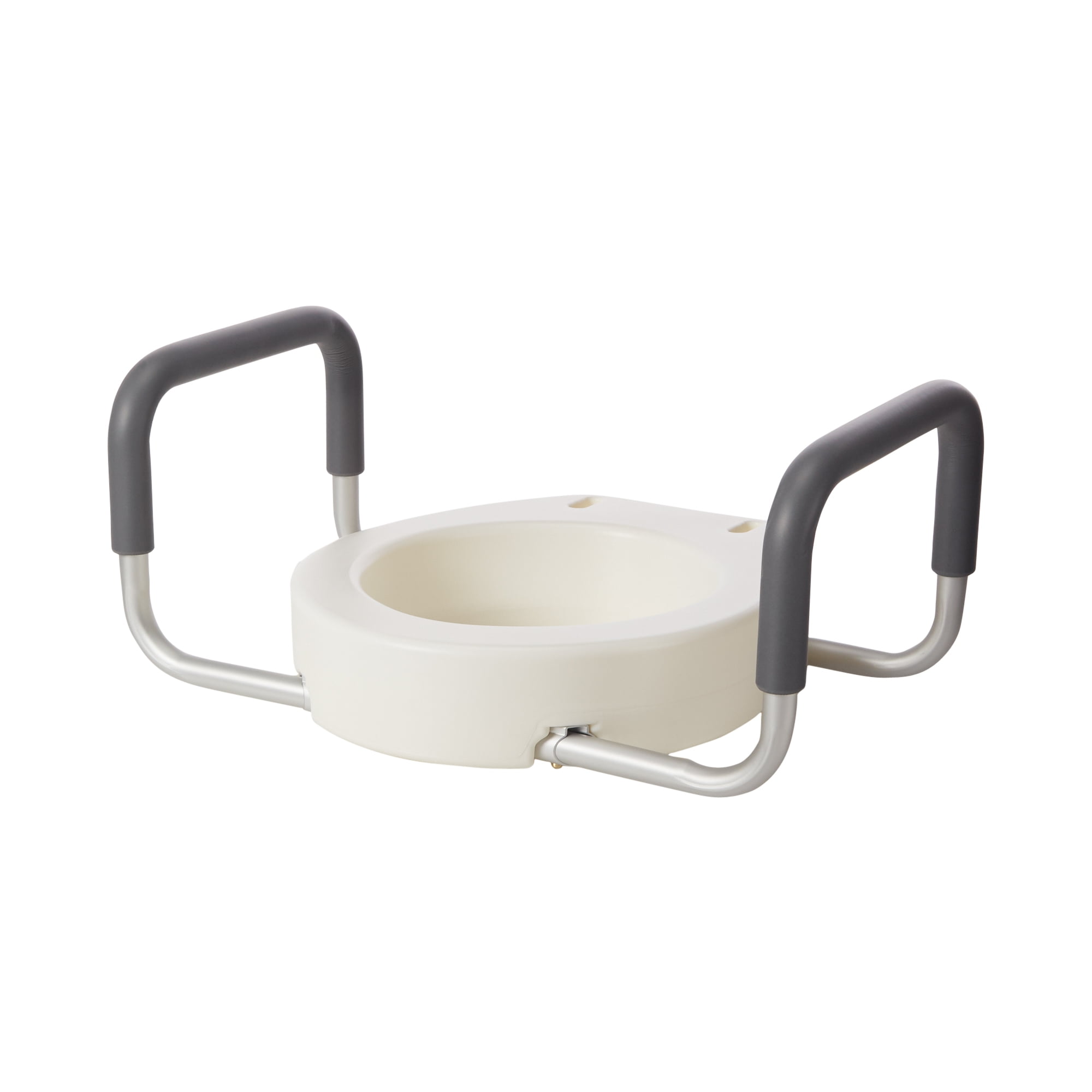 White Elevated Toilet Seat Riser with Padded Arms
