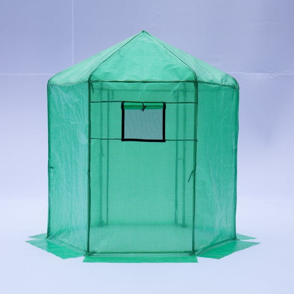 dropship Walk-in Greenhouse Hexagonal Upgrade Reinforced Frame Heavy Duty Plastic Greenhouse Reinforced Thickened Waterproof Insulation(6.9*7.5 ft) dropship Walk-in Greenhouse Hexagonal Upgrade Reinfo