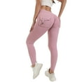 thumbnail image 1 of drpgunly Womens Pants Butt Lifting with Pockets for Stretch Cargo High Waist Workout Running Compression Leggings for Women Seamless Leggings for Women ,Pink XL, 1 of 9