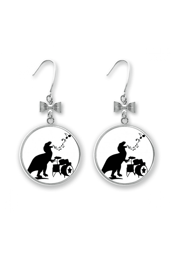 drums singing music beating bow earrings drop stud pierced hook