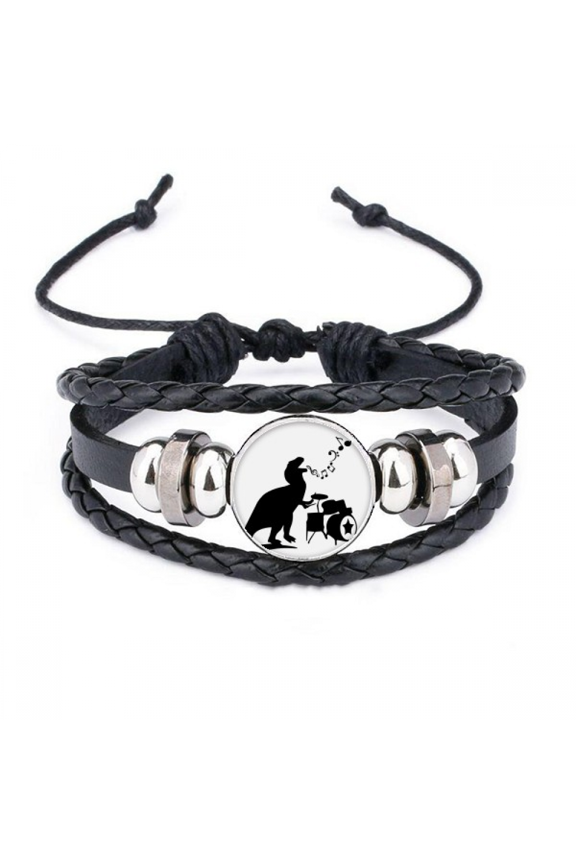 drums singing music beating bracelet braided leather woven wristband