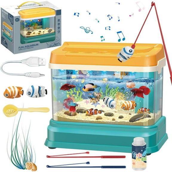 ds Aquarium Fishing Toy With Light & Music - Artificial Fish Tank With 2 Magnetic Fish, Electric Design - Educational Toy For Children