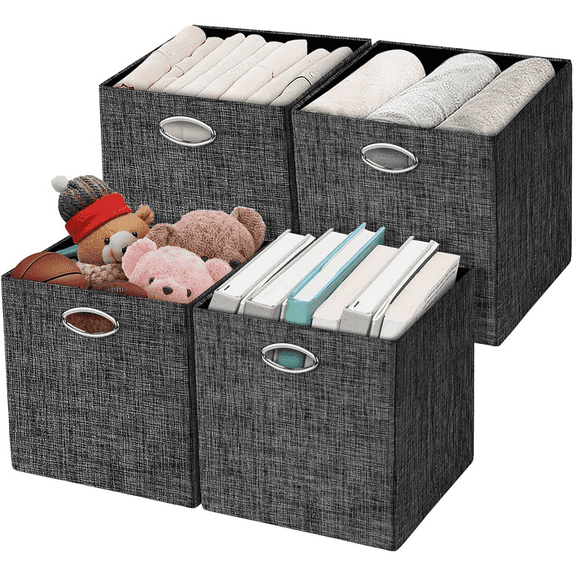 dxynlzq Storage Cube Basket Bins 13×13 Foldable Storage Boxes for Closet Organizer Shelf Cabinet Bookcase Thick Fabric Drawer Beige