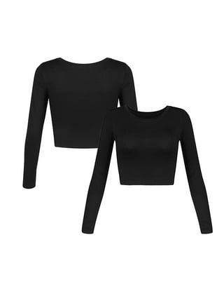 Long Sleeve Crop Top Black