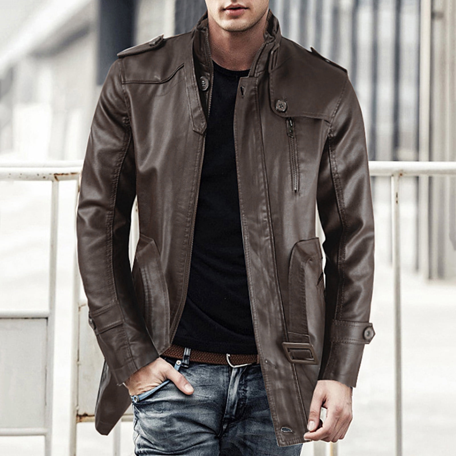 Men's Roadster Jacket In Black Coffee Leather - Thursday Boot Company-anthinhphatland.vn