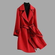 dtydtpe winter coats for women womens winter lapel coat trench jacket long overcoat outwear plus size tops for women red