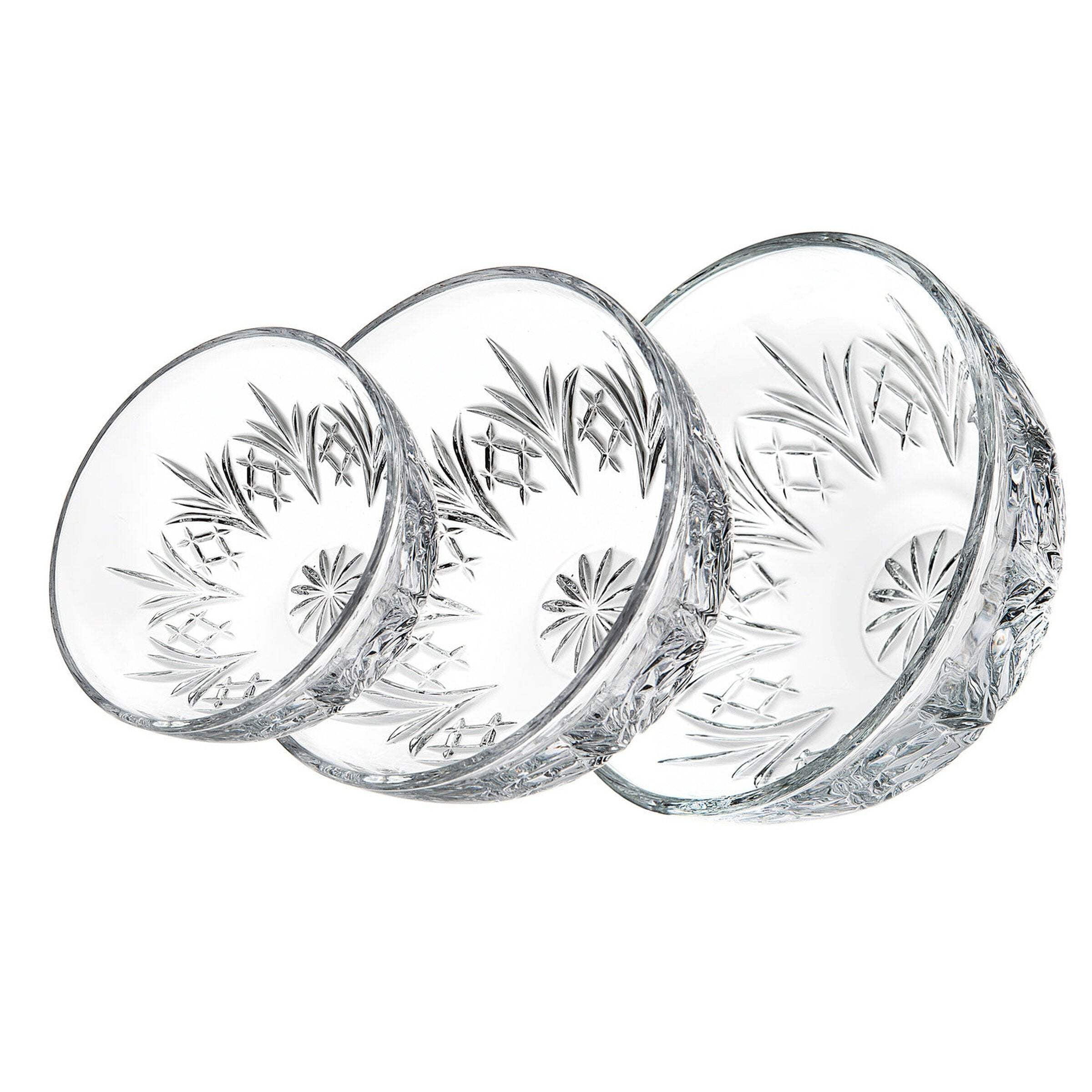 Clear Lead-Free Glass 3-Piece Classic Serving Bowl Set