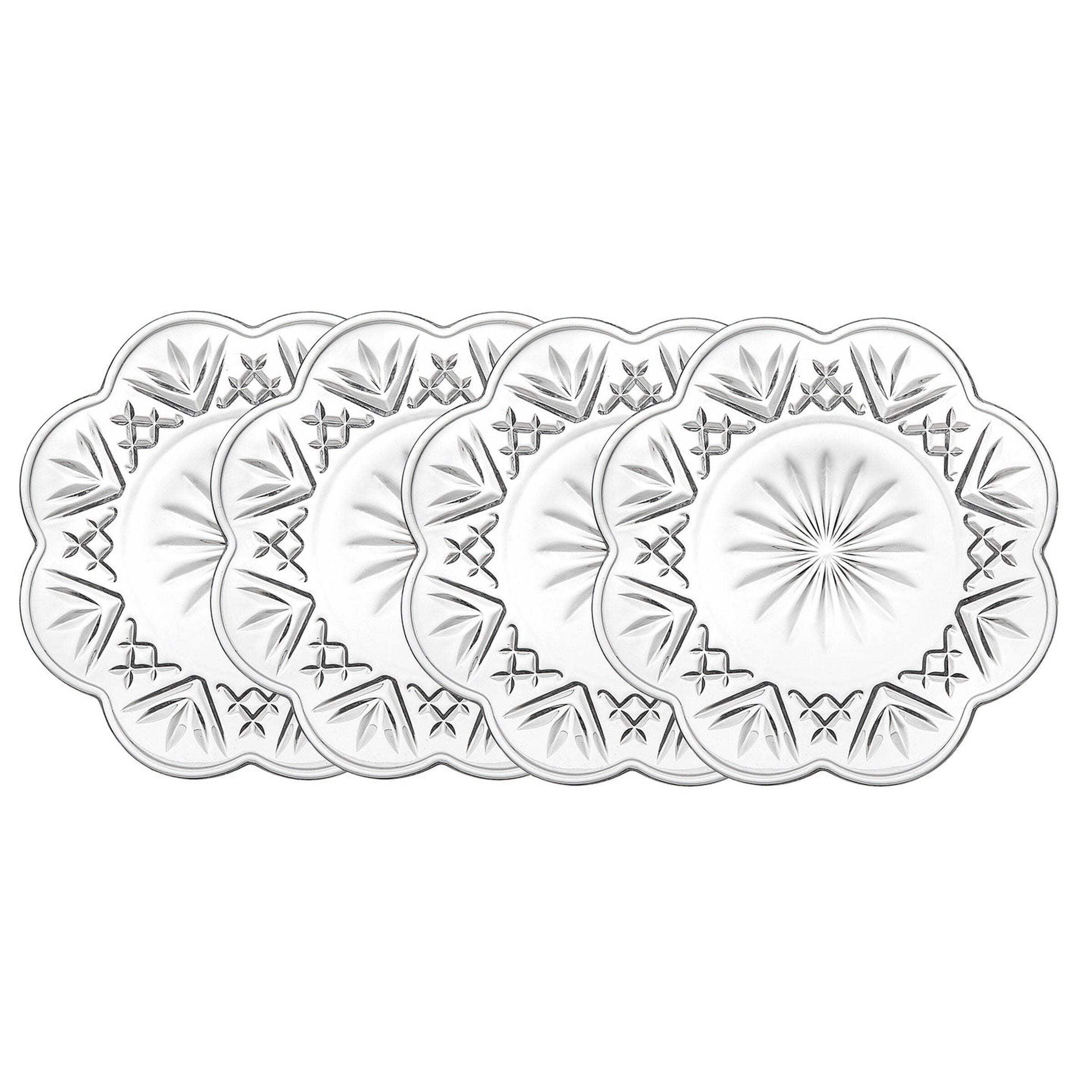 Dublin Clear Crystal Scalloped Dessert Plates Set of 4