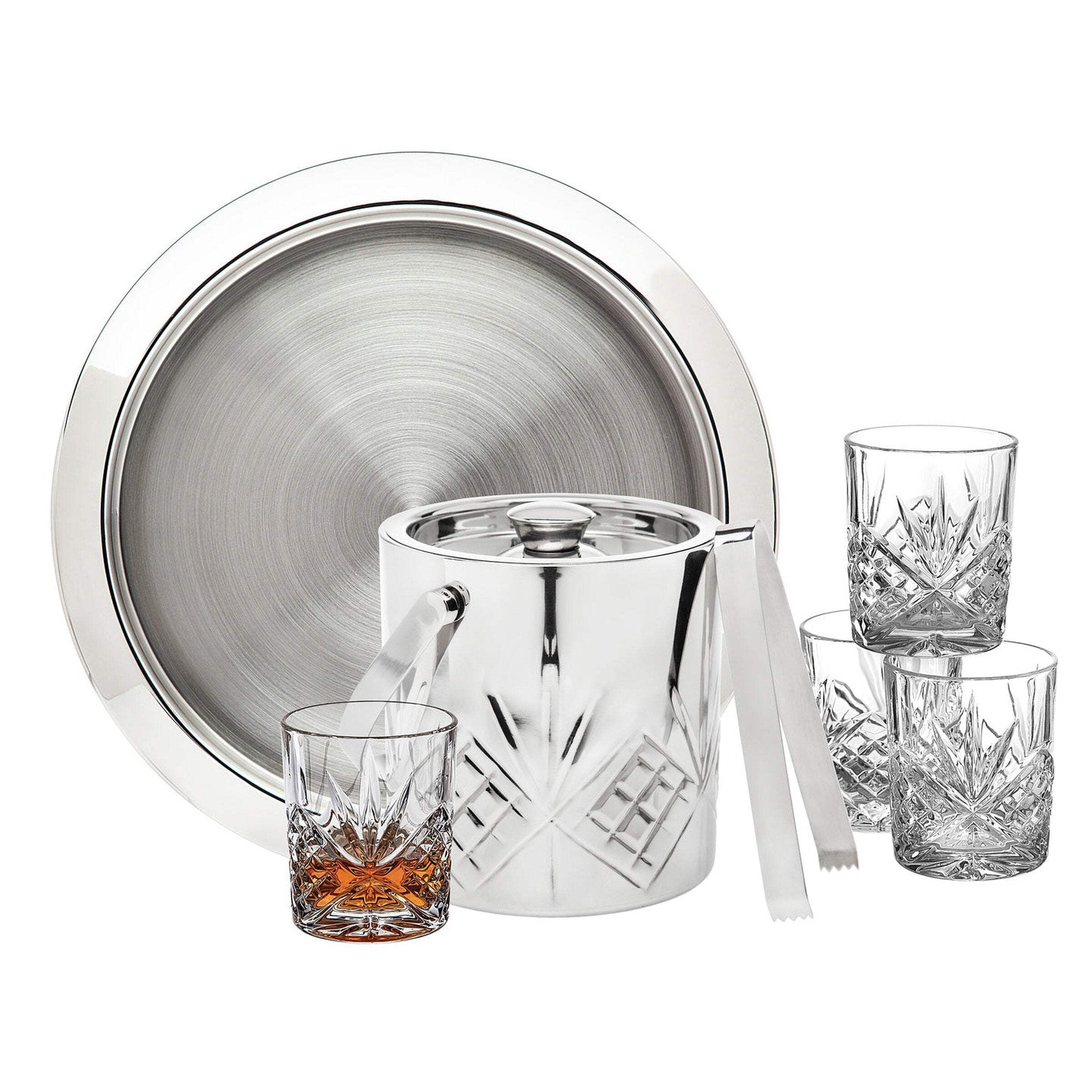 Dublin Crystal and Stainless Steel 8-Piece Bar Set
