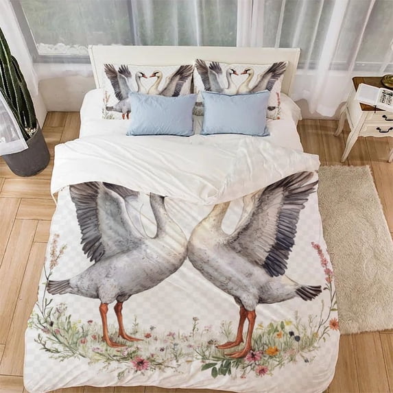 duckling Bedding Set 3D Printed Quilt Cover Comforter Covers Duvet Cover for Childrens And Adults 3 Pieces with Pillowcases Microfiber with Zipper Closure(68"x86")