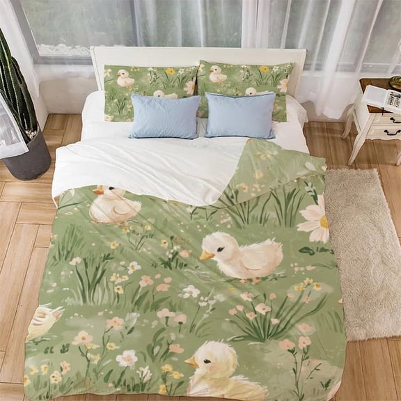 duckling Comforter Covers 3D Printed Bedding Set Quilt Cover Duvet Cover for Childrens And Adults 3 Pieces with Pillowcases Microfiber with Zipper Closure(68"x86")
