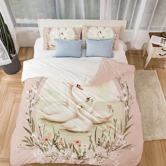 duckling Comforter Covers 3D Printed Duvet Cover Bedding Set Quilt Cover for Childrens And Adults with Pillowcases 3 Pieces Microfiber with Zipper Closure(90"x90")