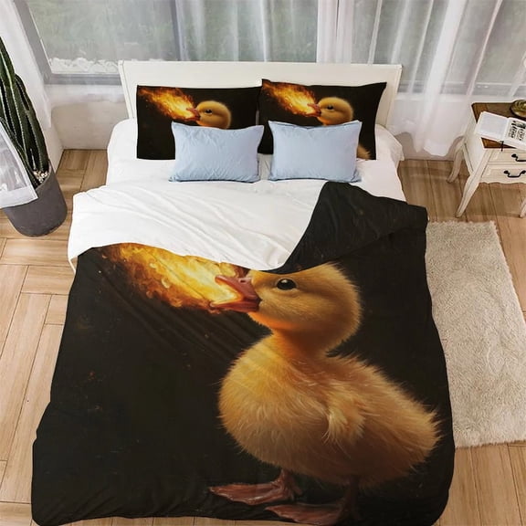 duckling Comforter Covers 3D Printed Duvet Cover Bedding Set Quilt Cover for Childrens And Adults with Pillowcases 3 Pieces Microfiber with Zipper Closure(68"x86")