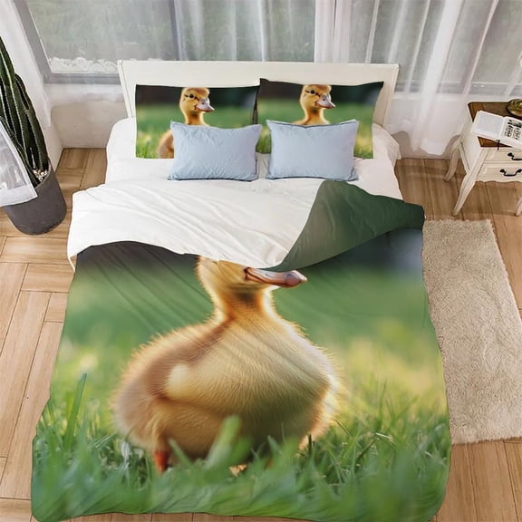 duckling Comforter Covers 3D Printed Duvet Cover Quilt Cover Bedding Set 3 Pieces with Pillowcases Microfiber for Childrens And Adults with Zipper Closure(68"x86")