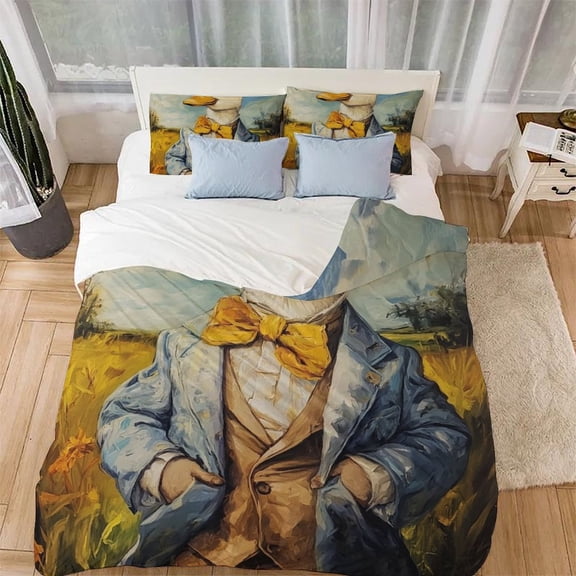 duckling Comforter Covers Duvet Cover 3D Printed Bedding Set Quilt Cover Microfiber for Childrens And Adults 3 Pieces with Pillowcases with Zipper Closure(80"x90")