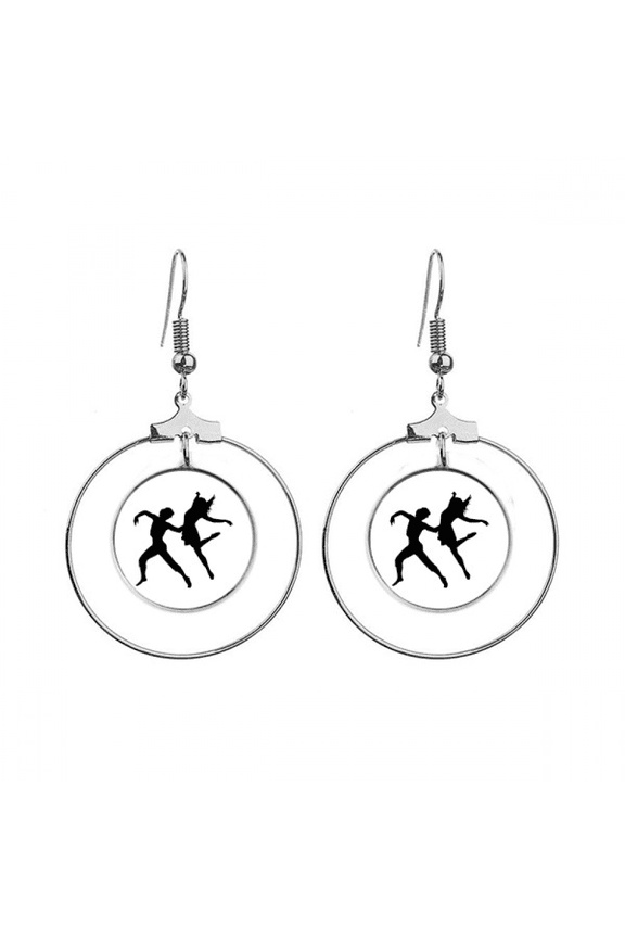 duet dance dancer sports performance earrings dangle hoop jewelry drop circle