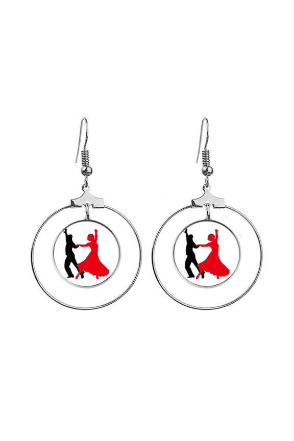 duet dance social dancing dancer earrings dangle hoop jewelry drop circle