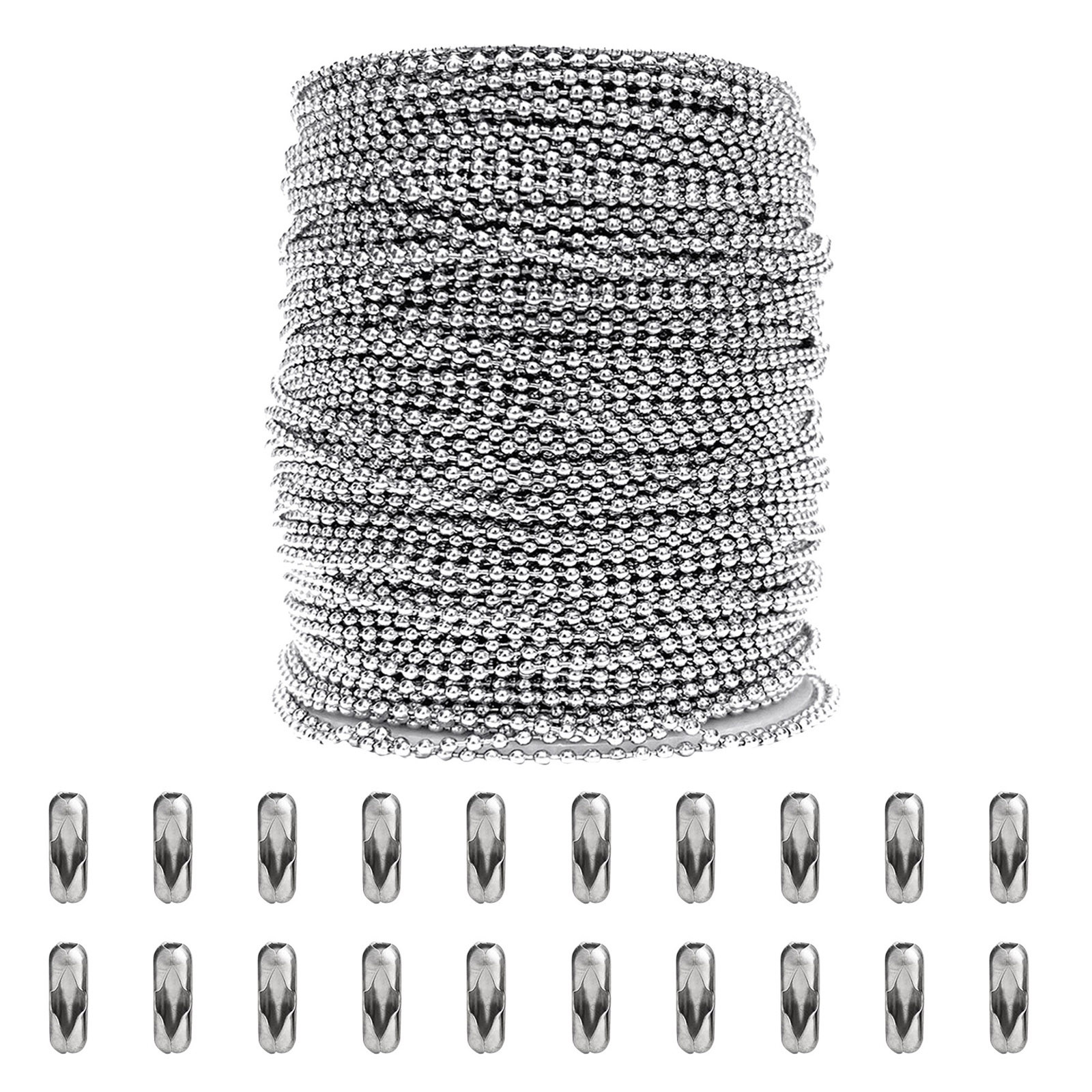 duhgbne ball bead chain stainless steel 33ft/10m beaded dog chain necklace  chains for jewelry making diy crafts silver metal small bead chain roll  with 20pcs 
