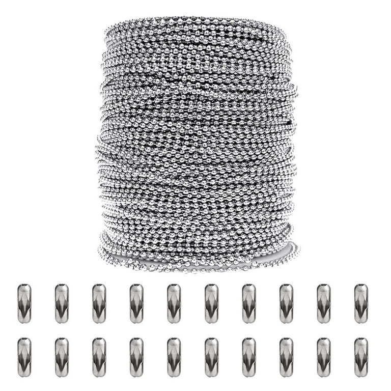 duhgbne ball bead chain stainless steel 33ft/10m beaded dog chain necklace chains  for jewelry making diy crafts silver metal small bead chain roll with 20pcs  