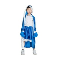 duixinghas Kids Long Sleeve Muay Thai Boxing Robe with Hood, White, 110cm Piece
