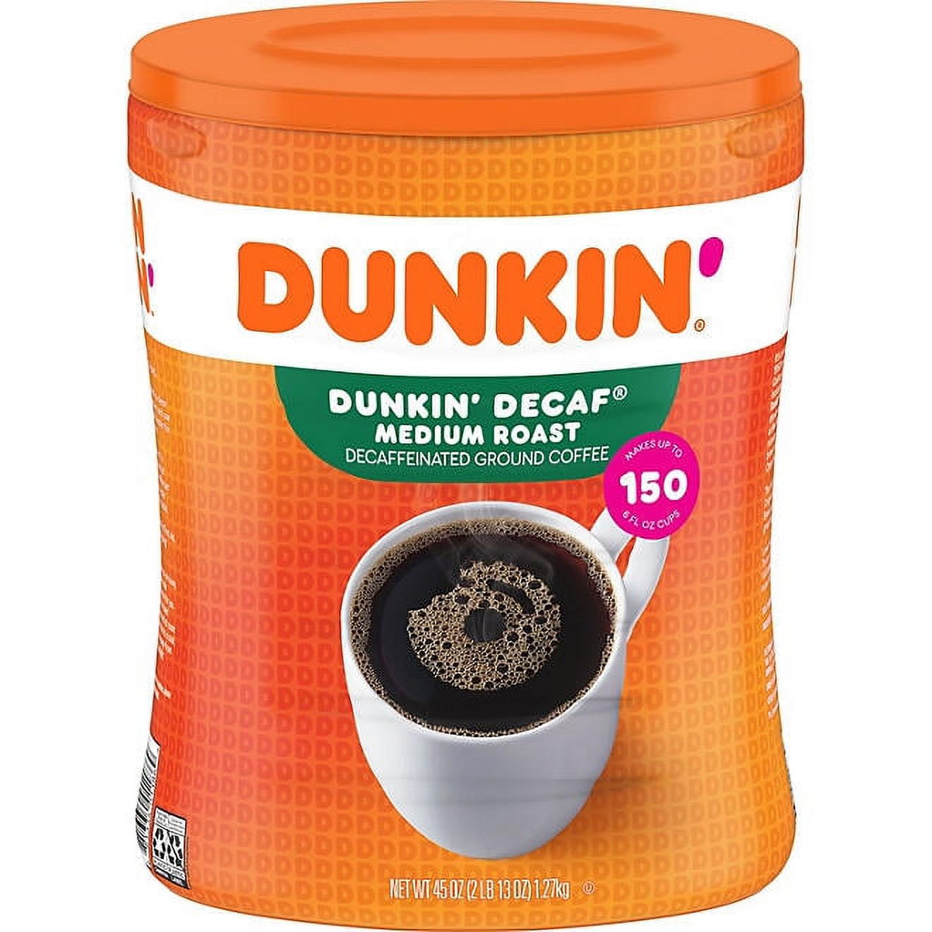 dunkin donuts decaffeinated ground coffee medium roast 45 oz